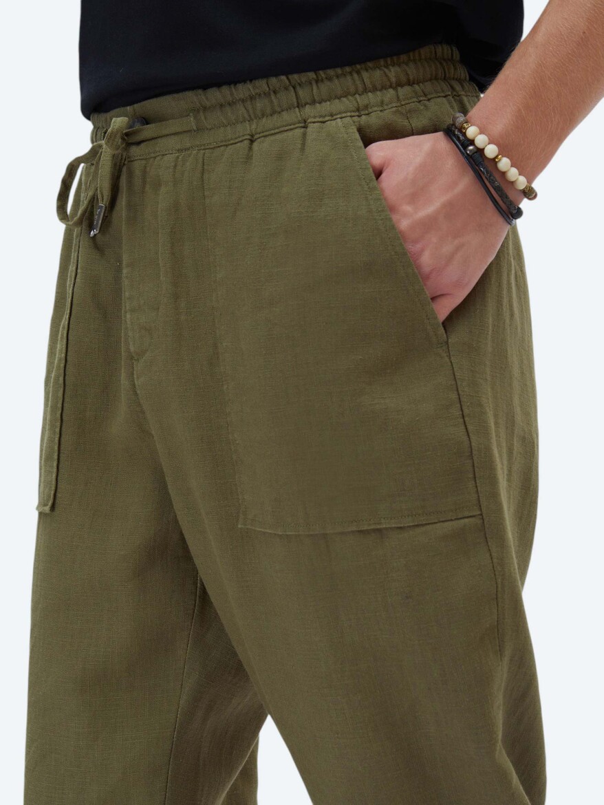Khaki Weaving Jogging Fit Casual Trousers - 4