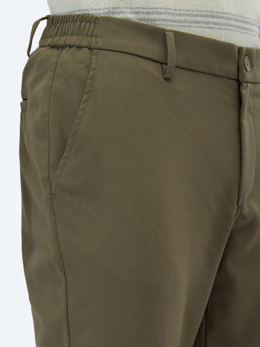 Khaki Weaving Jogging Fit Casual Trousers - 3