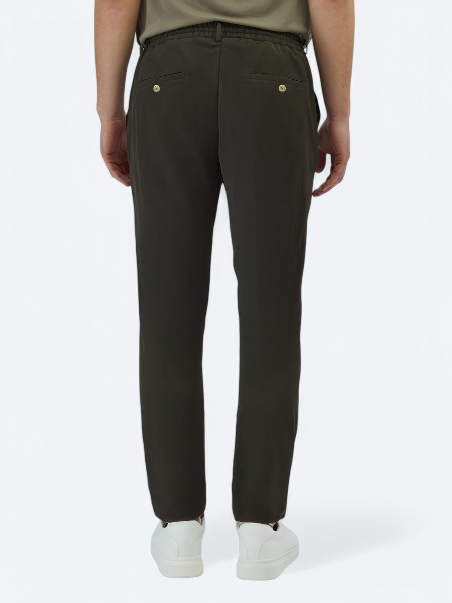 Khaki Weaving Jogging Fit Casual Trousers - 4