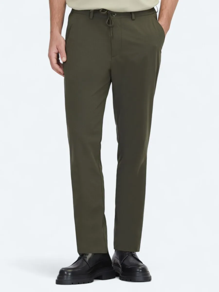 Khaki Weaving Jogging Fit Casual Trousers - 2