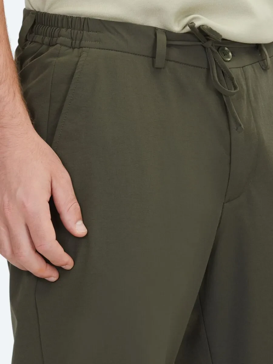 Khaki Weaving Jogging Fit Casual Trousers - 3