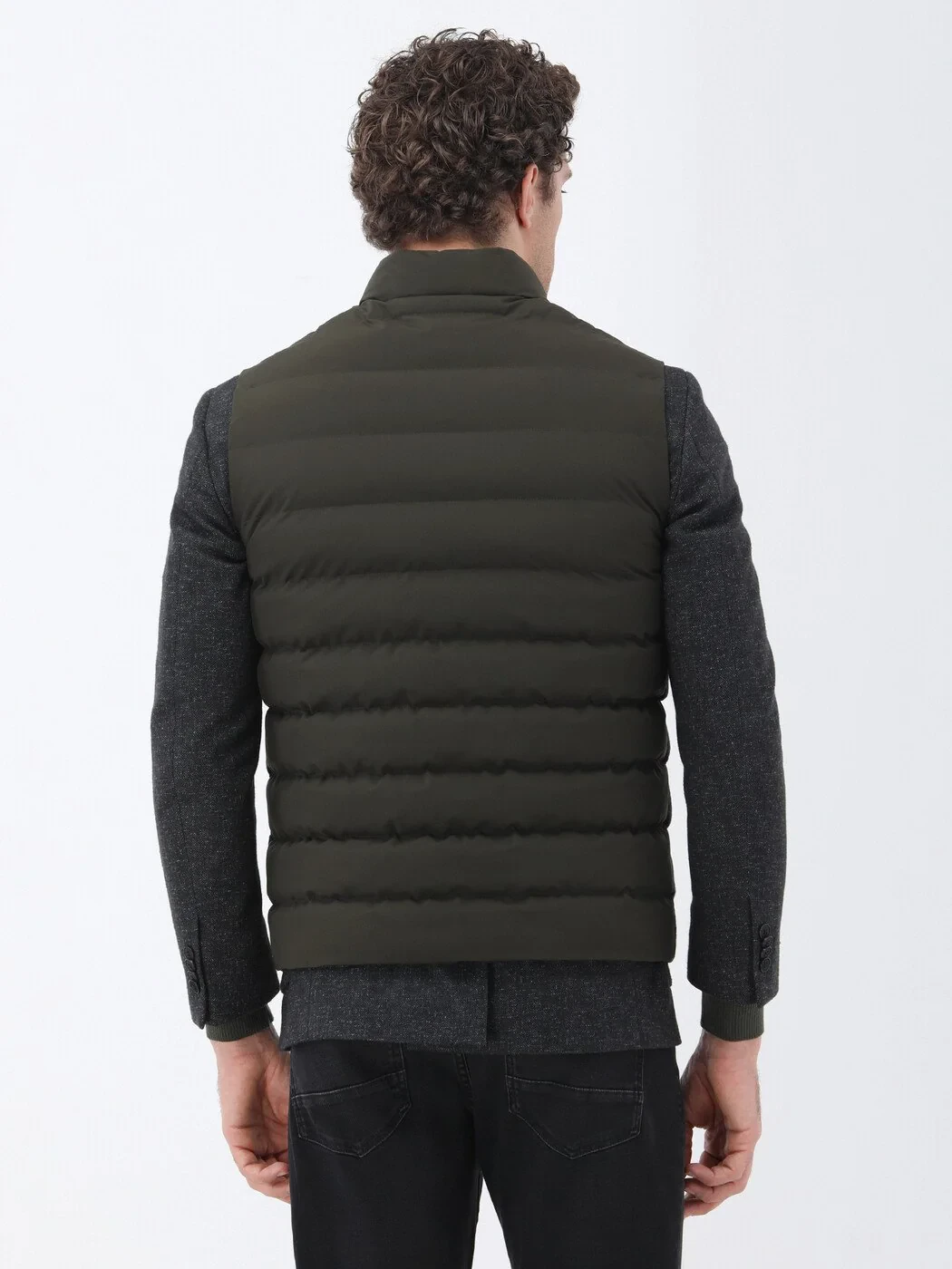 Khaki Weaving Puffer Vest - 6