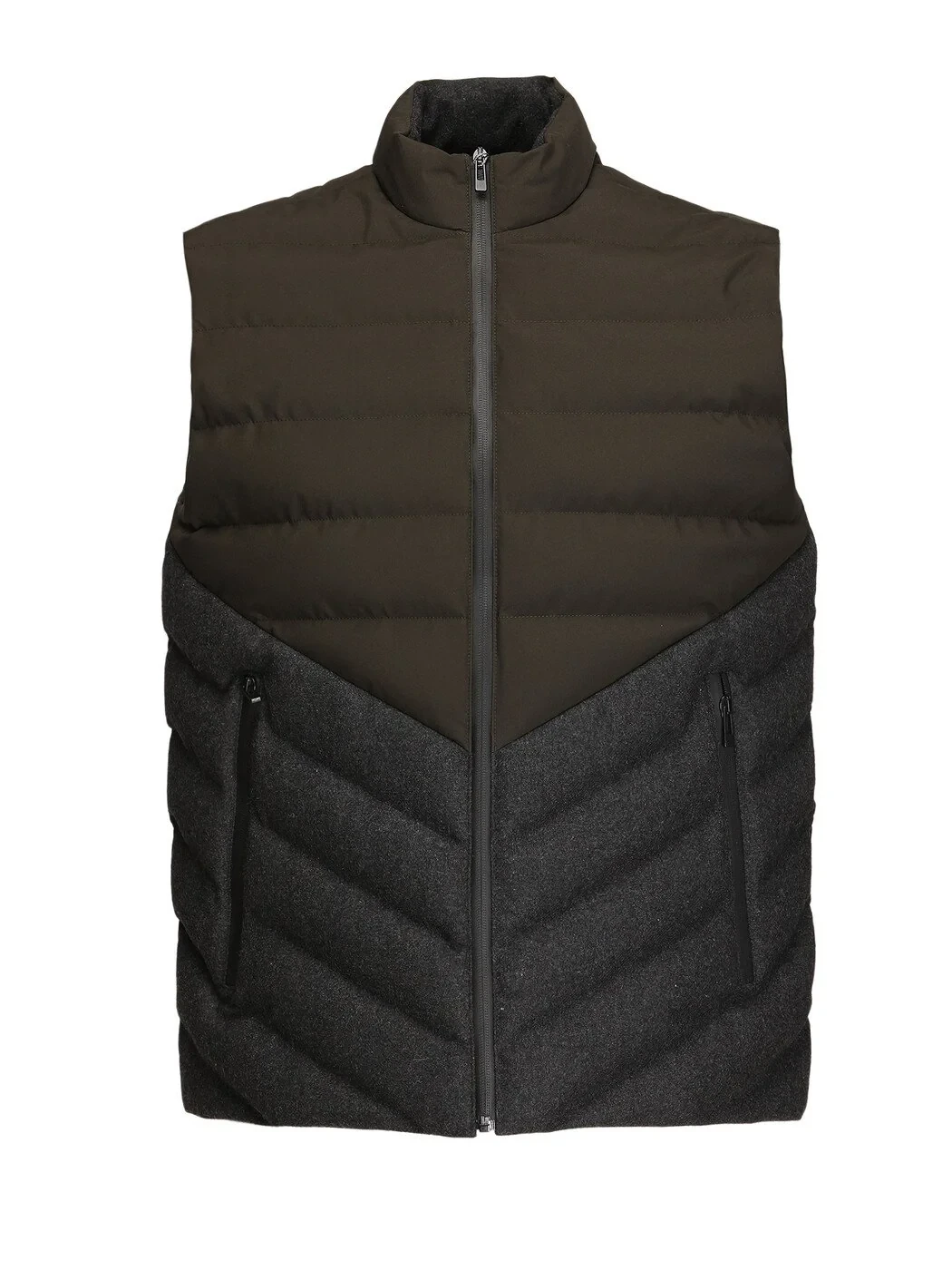 Khaki Weaving Puffer Vest - 7