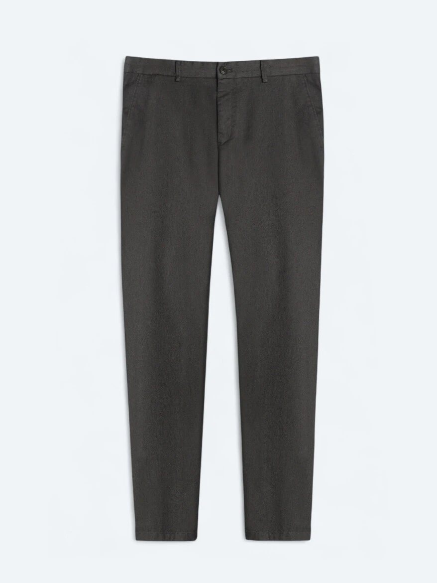 Khaki Weaving Regular Fit Casual Cotton Blended Trousers - 5