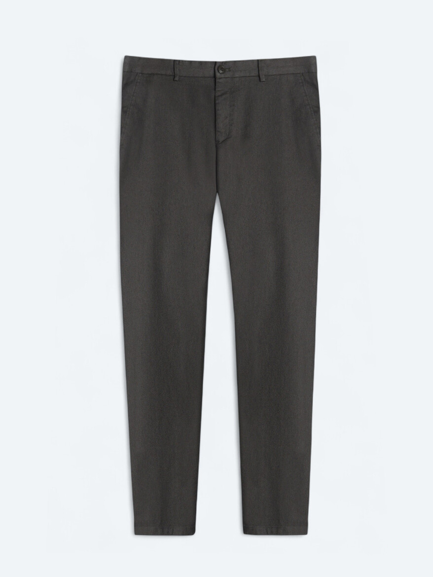 Khaki Weaving Regular Fit Casual Cotton Blended Trousers - 5