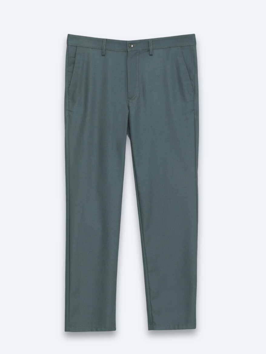 Khaki Weaving Regular Fit Casual Trousers - 6