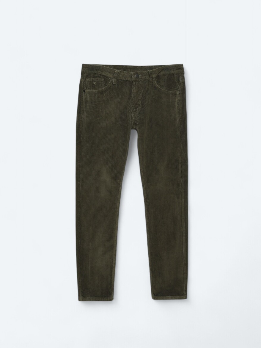 Khaki Weaving Slim Fit Casual Cotton Blended Trousers - 7