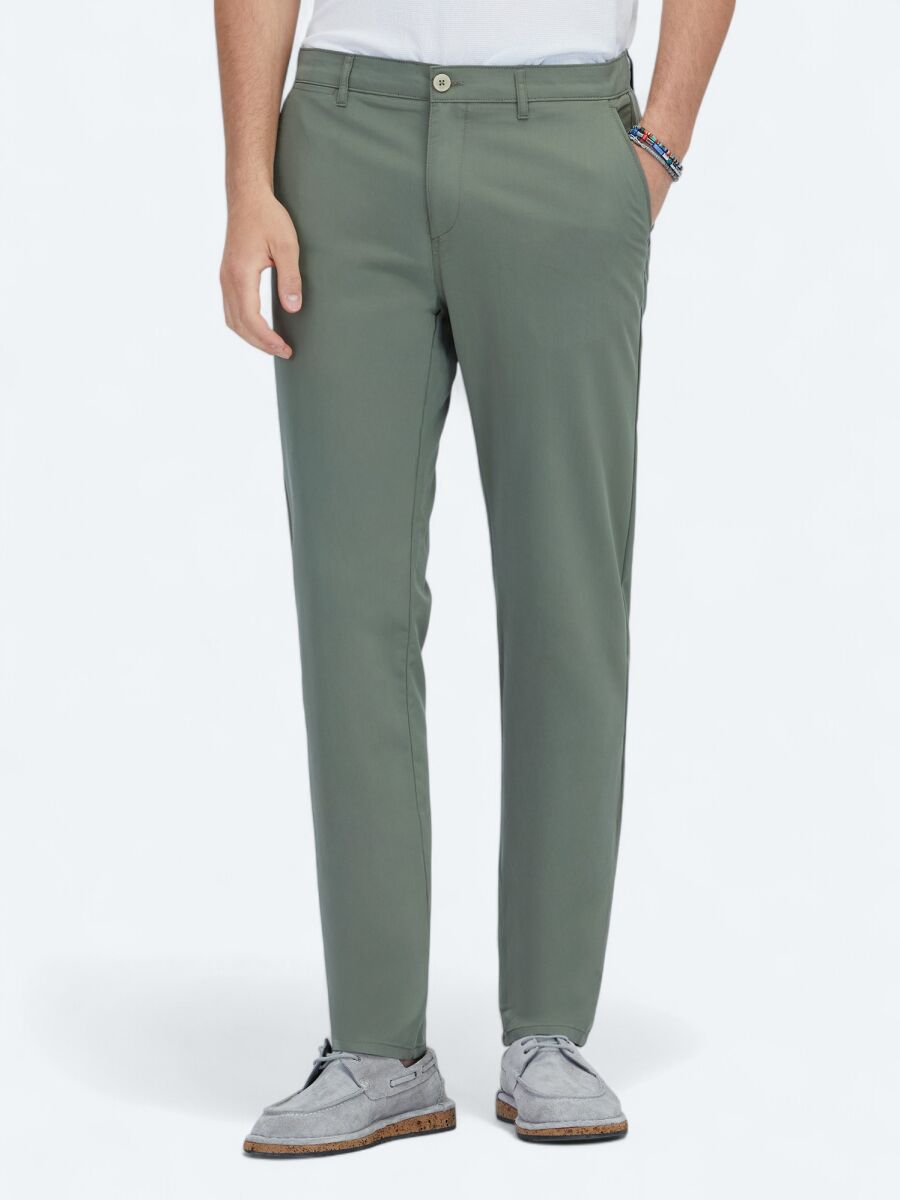 Khaki Weaving Slim Fit Casual Trousers - 2