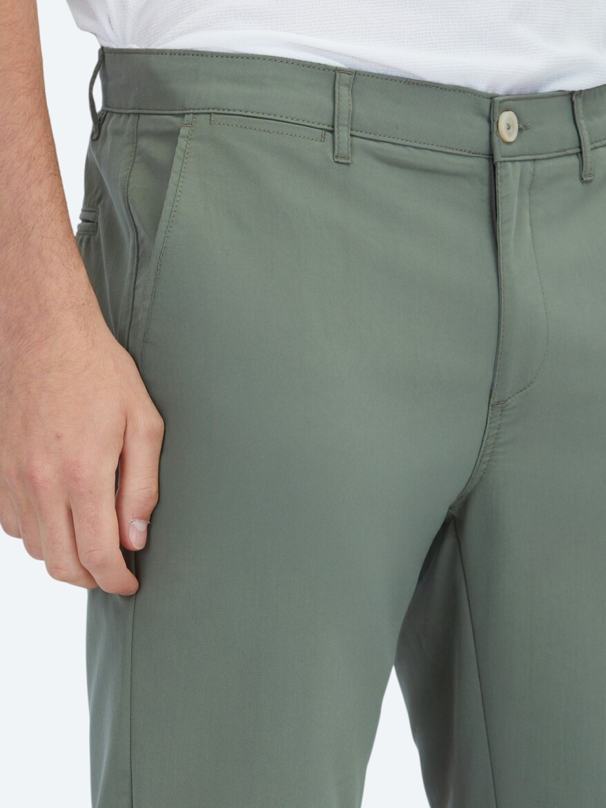 Khaki Weaving Slim Fit Casual Trousers - 3