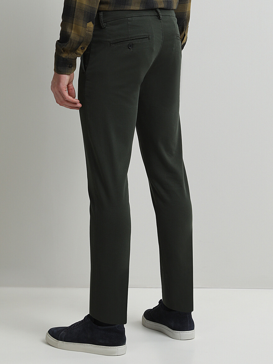 Khaki Weaving Slim Fit Smart Casual Cotton Blended Trousers - 4