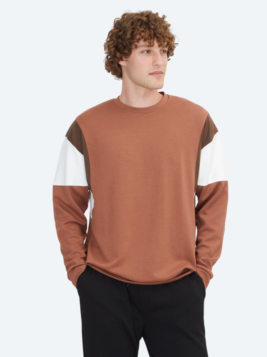 Kiremit Bisiklet Yaka Sweatshırt - 1