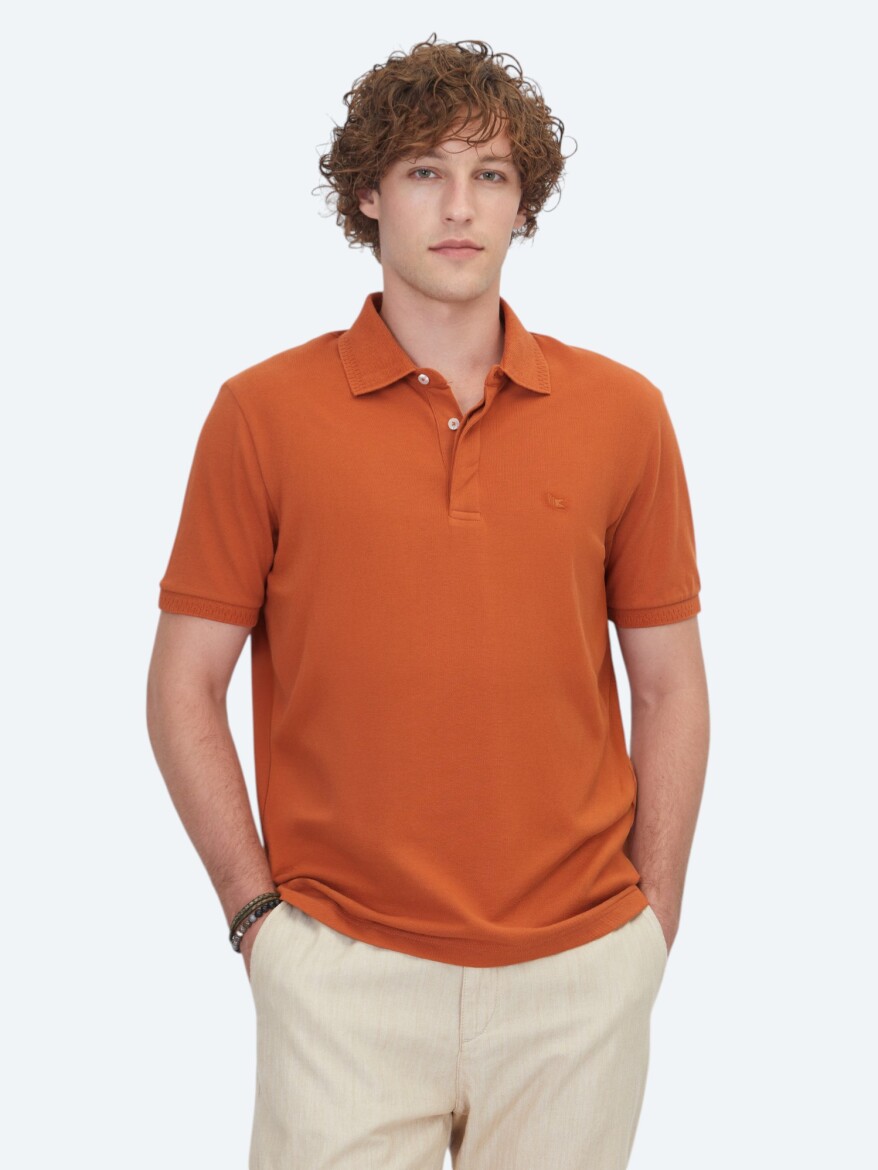 Kiremit Düz %100 Pamuk T-Shirt - KİP