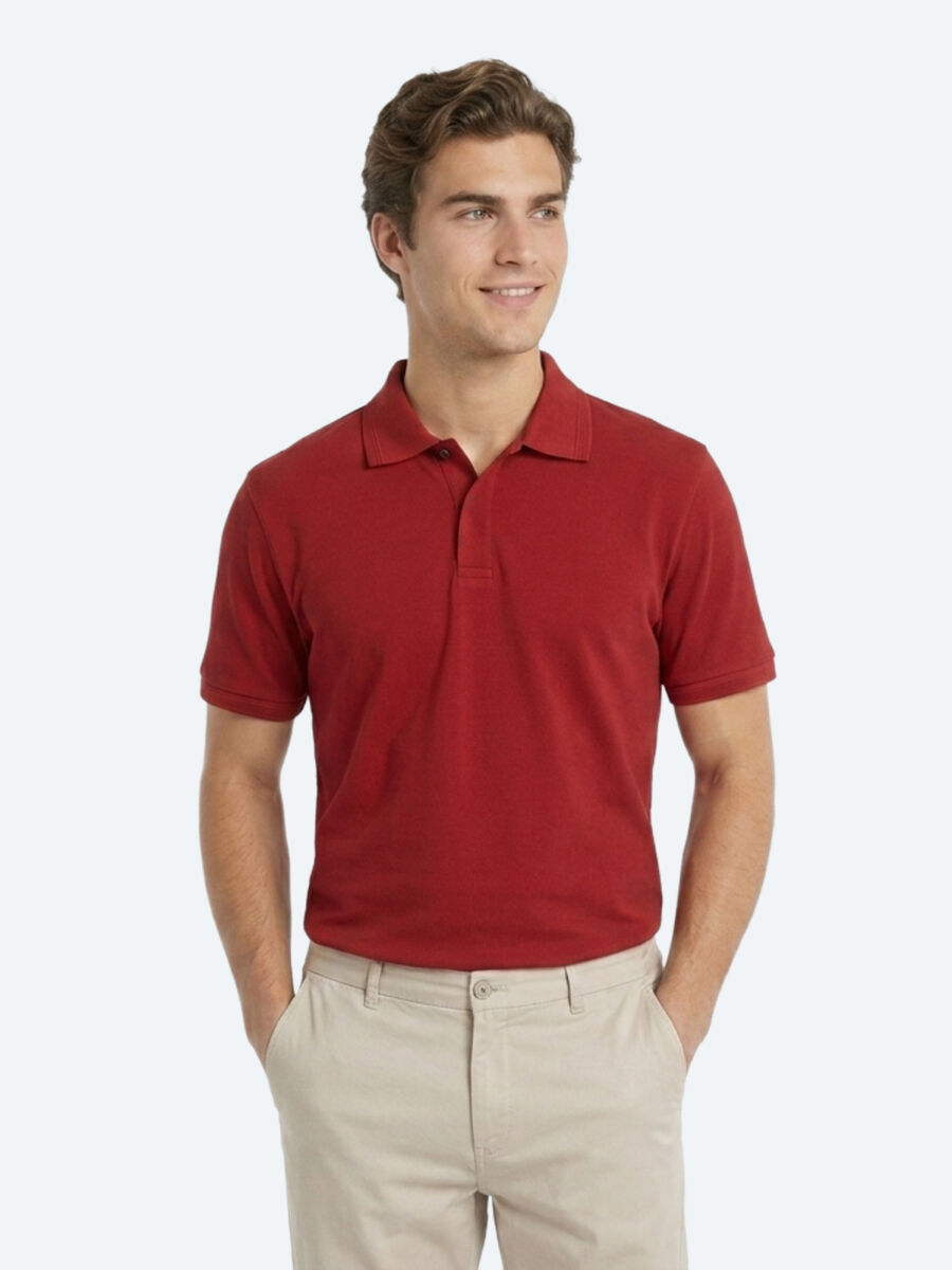 Kiremit Düz %100 Pamuk T-Shirt - 1