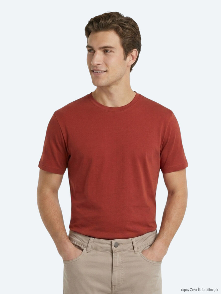 Kiremit Düz T-Shirt - 2