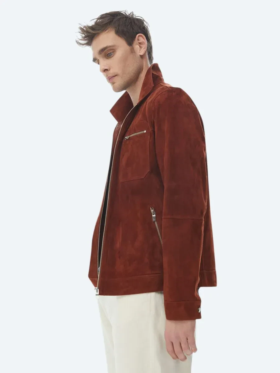 Kiremit Gömlek Yaka Smart Casual Deri Mont - 5