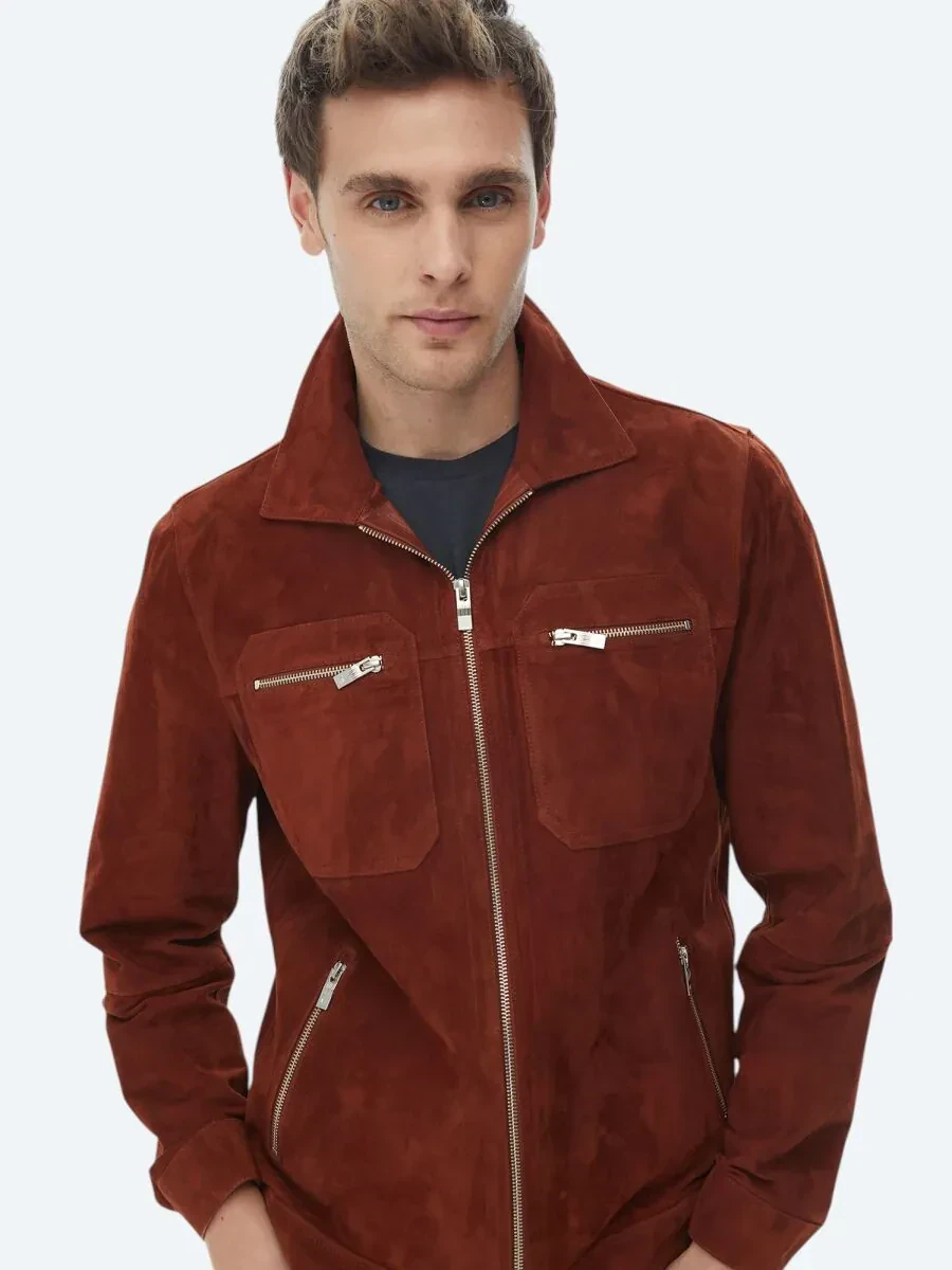 Kiremit Gömlek Yaka Smart Casual Deri Mont - 8