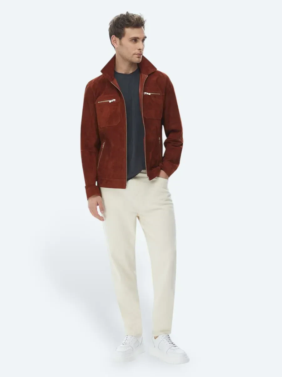 Kiremit Gömlek Yaka Smart Casual Deri Mont - 9