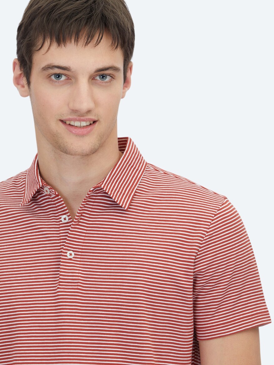 Kiremit Polo Yaka %100 Pamuk T-Shirt - 3