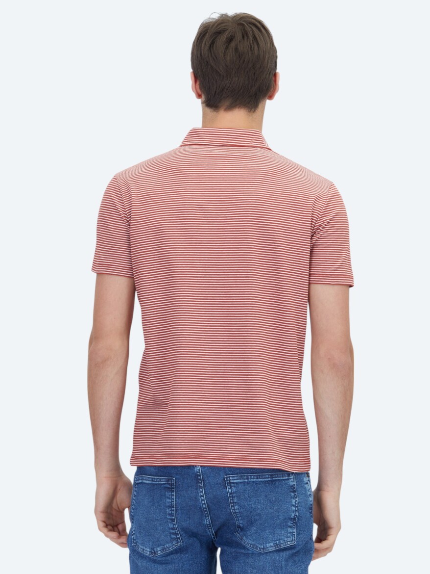 Kiremit Polo Yaka %100 Pamuk T-Shirt - 5