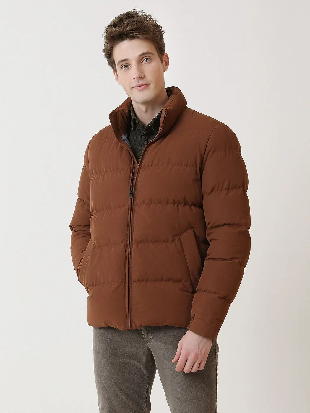 Kiremit Regular Fit Dik Yaka Casual Dokuma Mont - 4