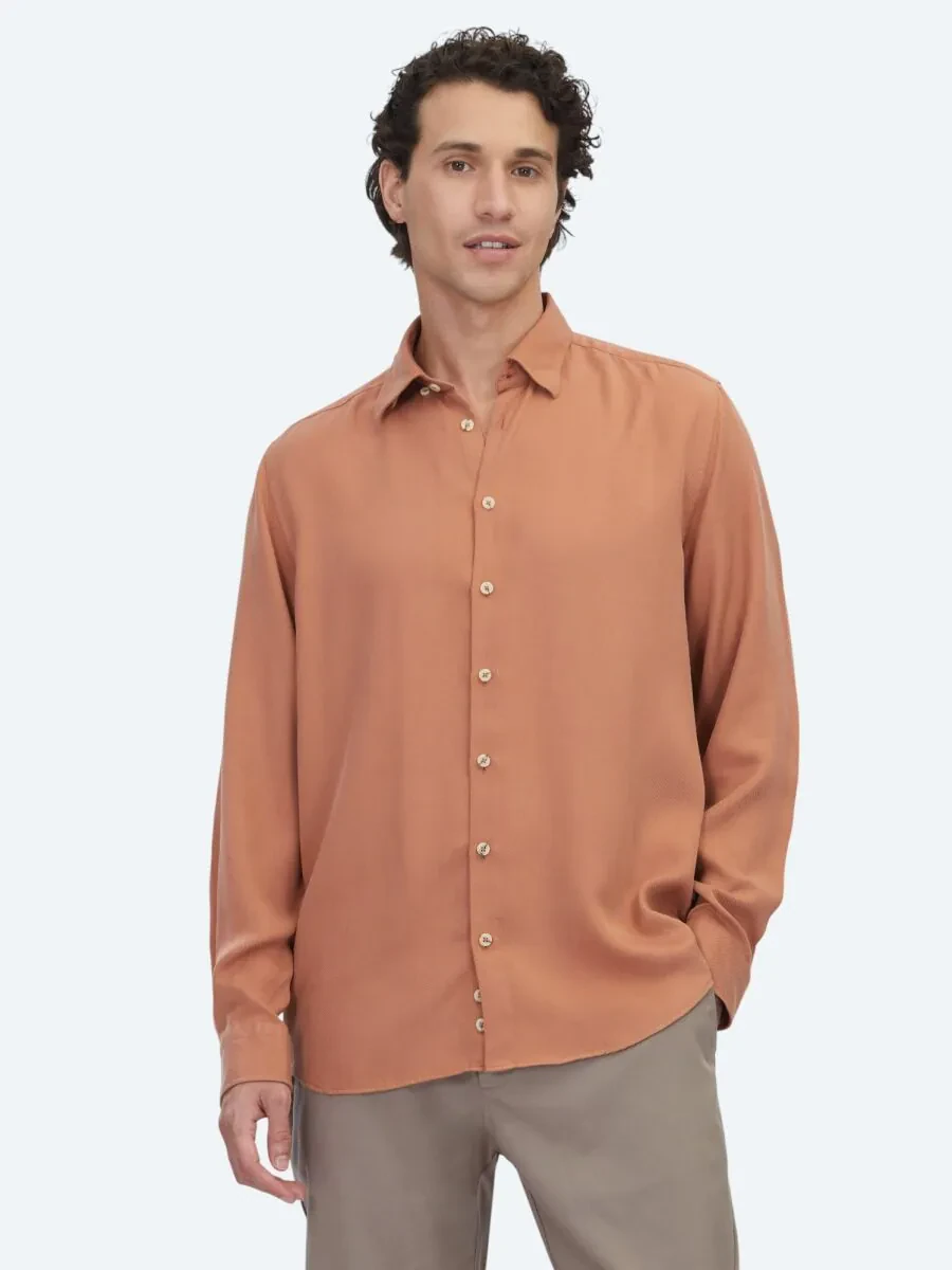 Kiremit Regular Fit Dokuma Casual Gömlek - 1