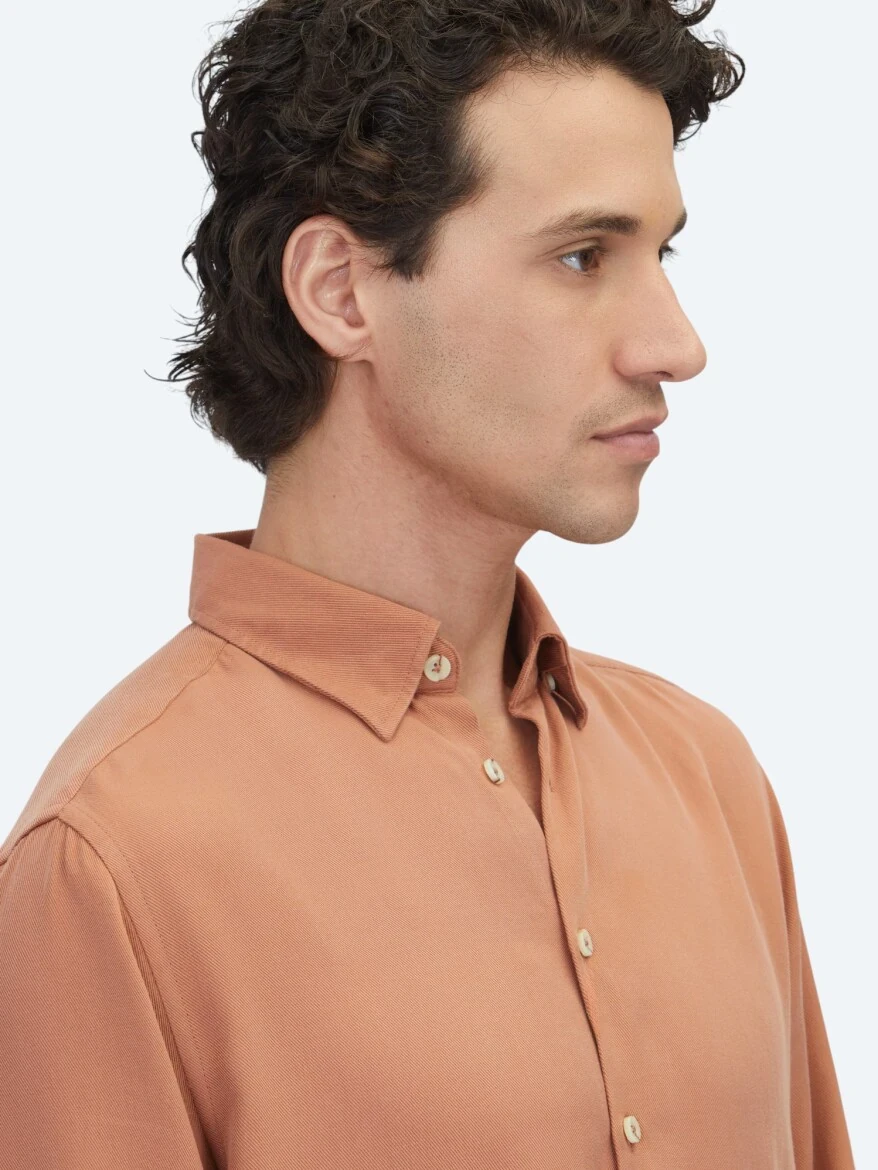 Kiremit Regular Fit Dokuma Casual Gömlek - 4