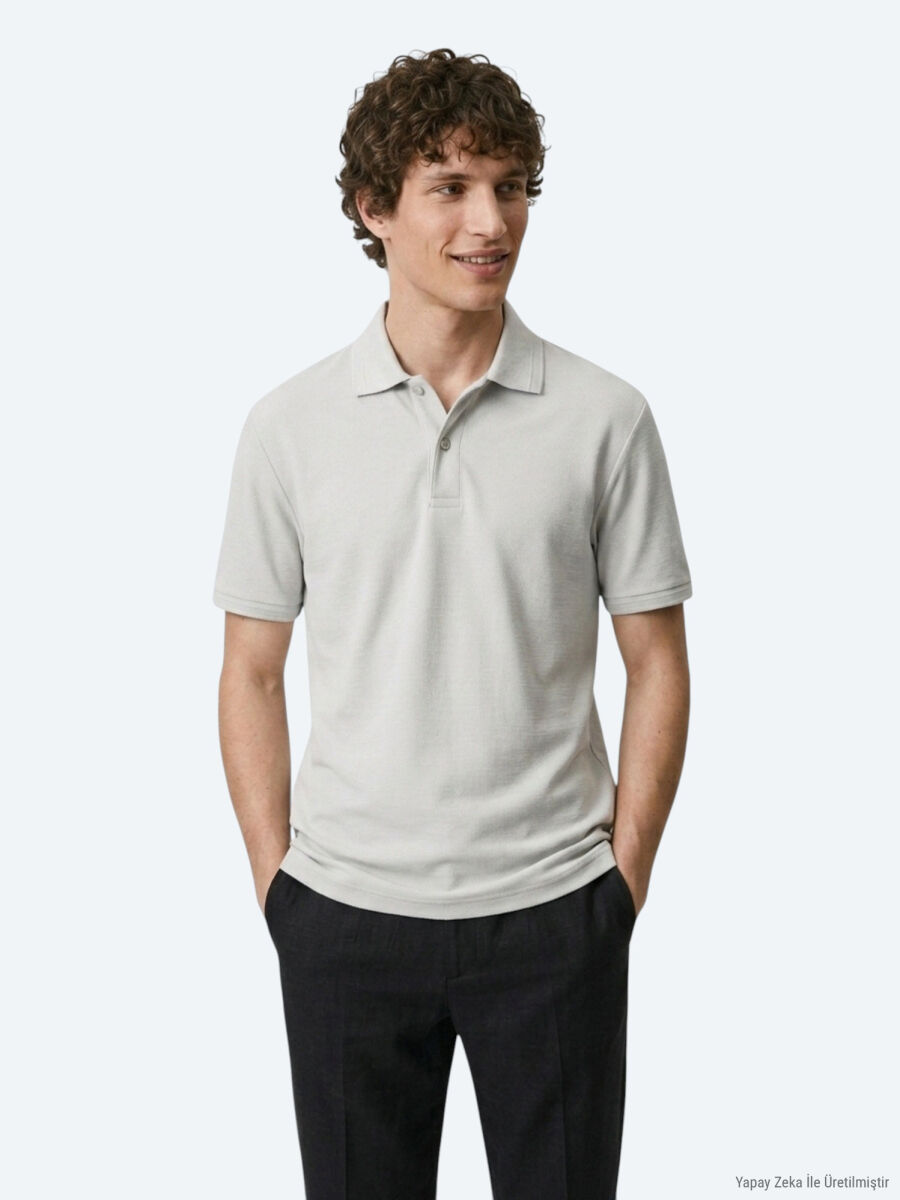 Kırık Beyaz Düz %100 Pamuk T-Shirt - 6