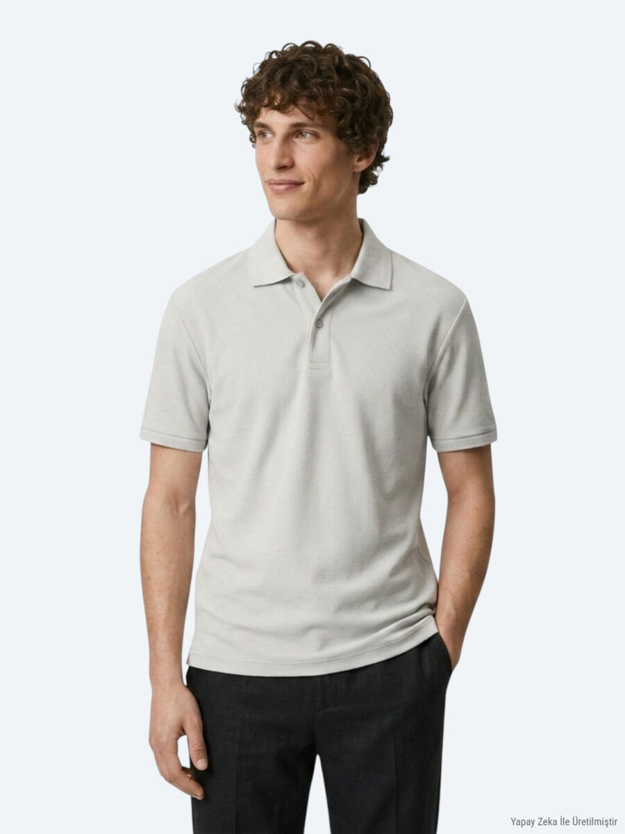 Kırık Beyaz Düz %100 Pamuk T-Shirt - 8