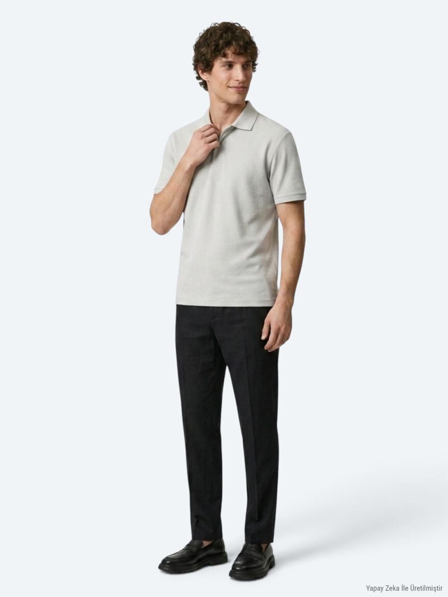Kırık Beyaz Düz %100 Pamuk T-Shirt - 9