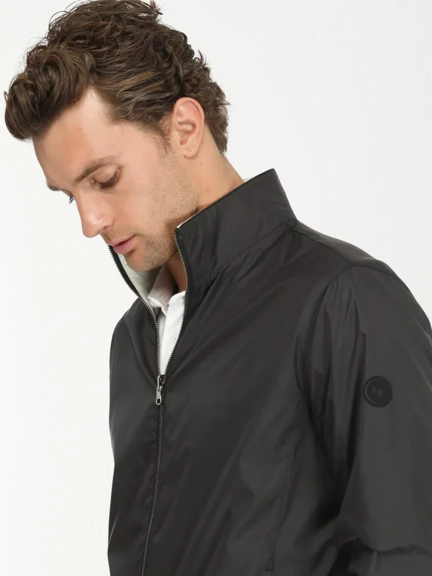Kırık Beyaz Regular Fit Dik Yaka Casual Dokuma Çift Taraflı Mont - 7