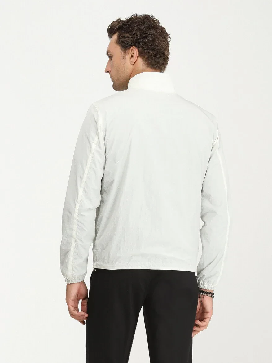 Kırık Beyaz Regular Fit Dik Yaka Casual Dokuma Çift Taraflı Mont - 10