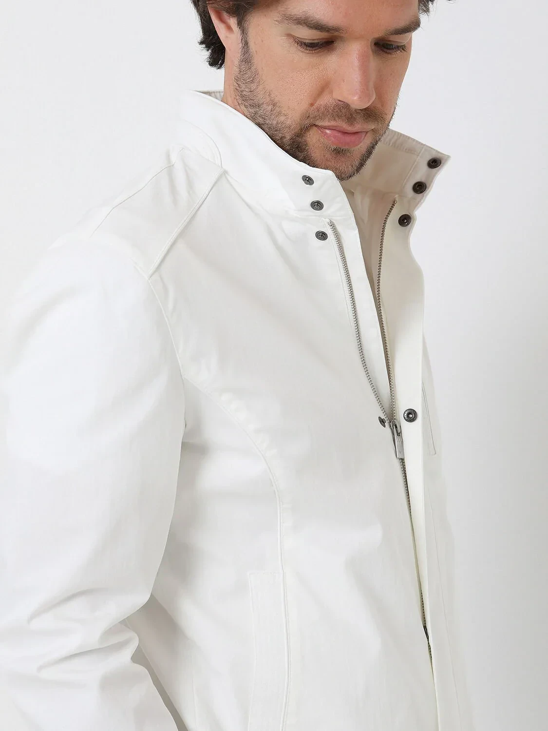 Kırık Beyaz Regular Fit Dik Yaka Casual Dokuma Mont - 2