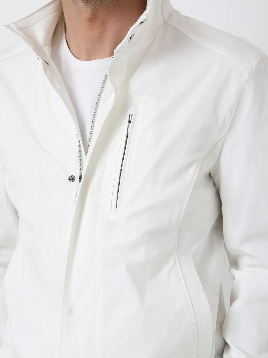 Kırık Beyaz Regular Fit Dik Yaka Casual Dokuma Mont - 5