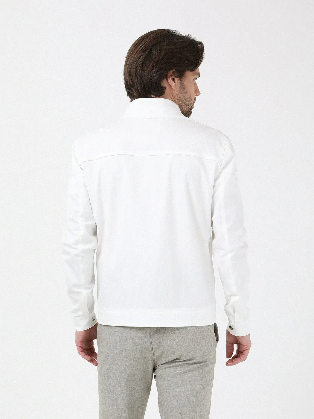 Kırık Beyaz Regular Fit Dik Yaka Casual Dokuma Mont - 7