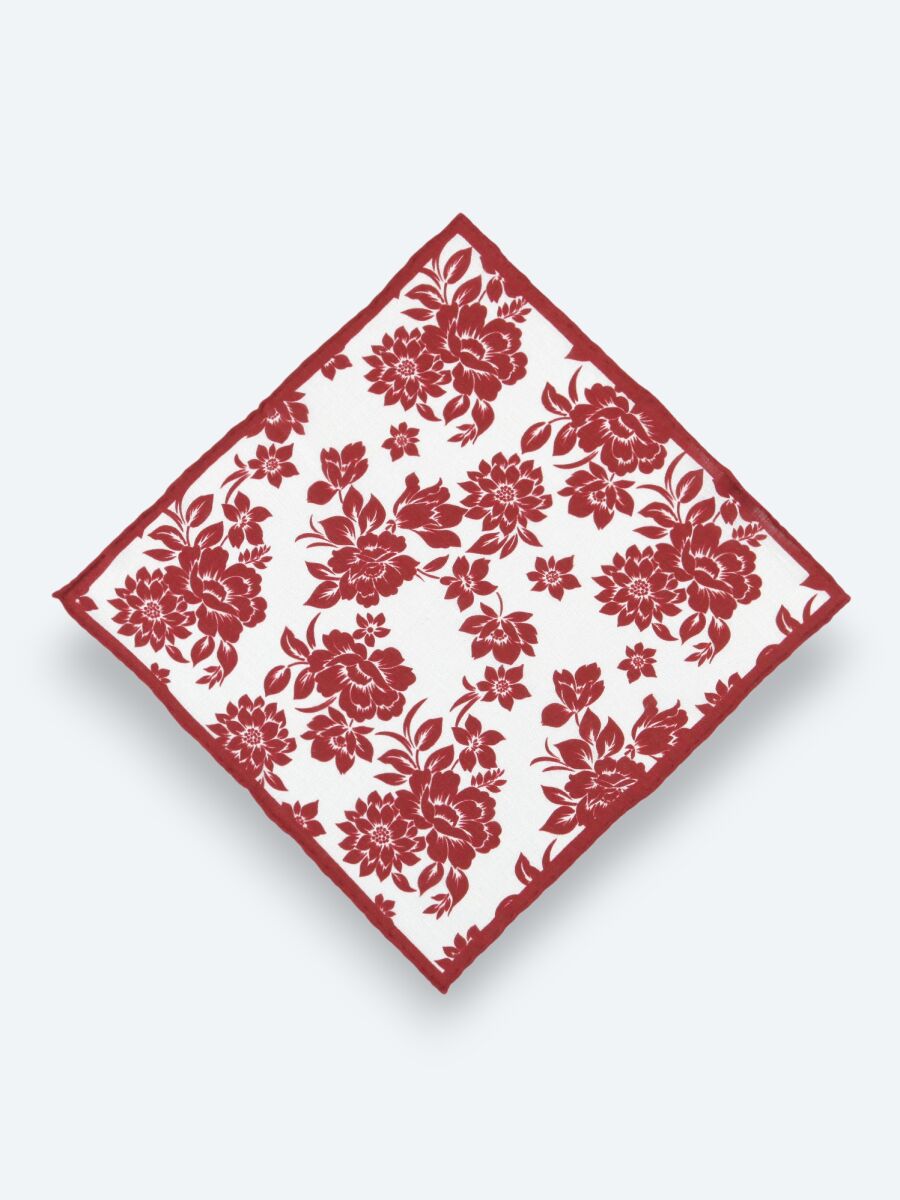 Kırmızı %100 Keten Mendil - 1