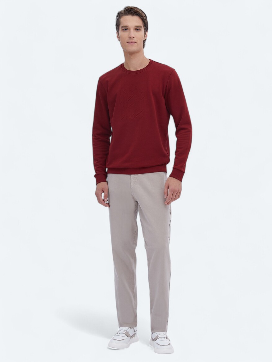 Kırmızı Bisiklet Yaka Baskılı Sweatshırt - KİP