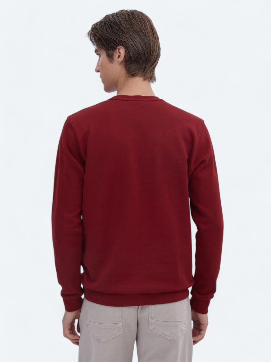 Kırmızı Bisiklet Yaka Baskılı Sweatshırt - 6