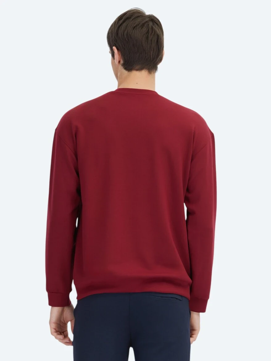 Kırmızı Bisiklet Yaka Baskılı Sweatshırt - 6