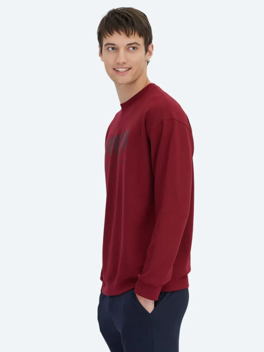 Kırmızı Bisiklet Yaka Baskılı Sweatshırt - 3