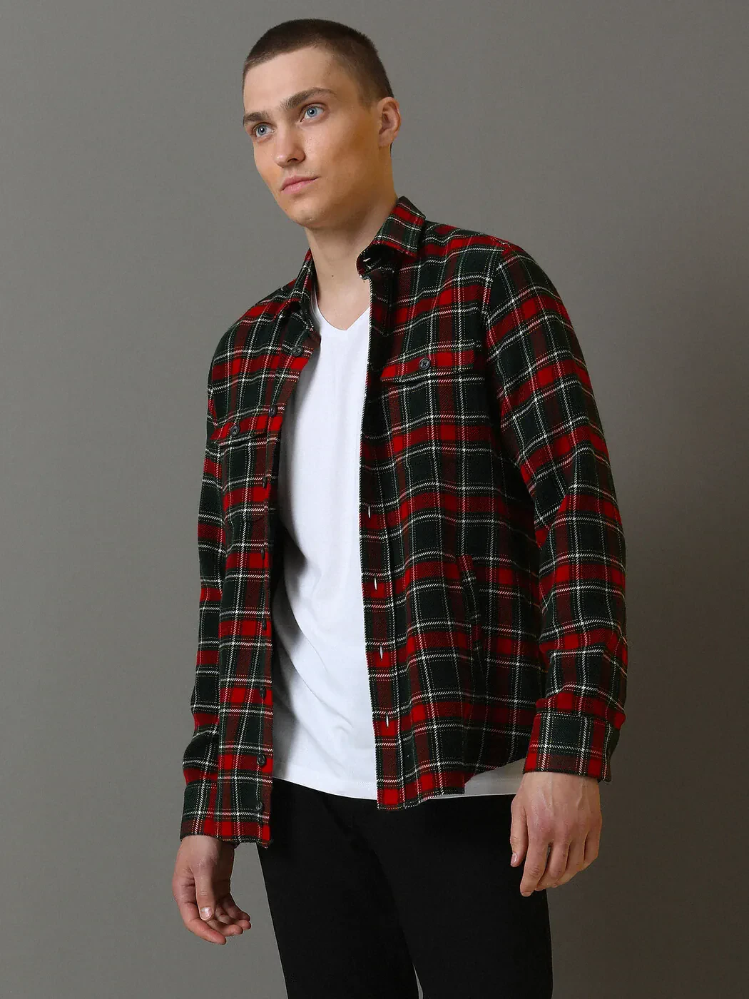 Kırmızı Kareli Regular Fit Dokuma Casual Gömlek - 2
