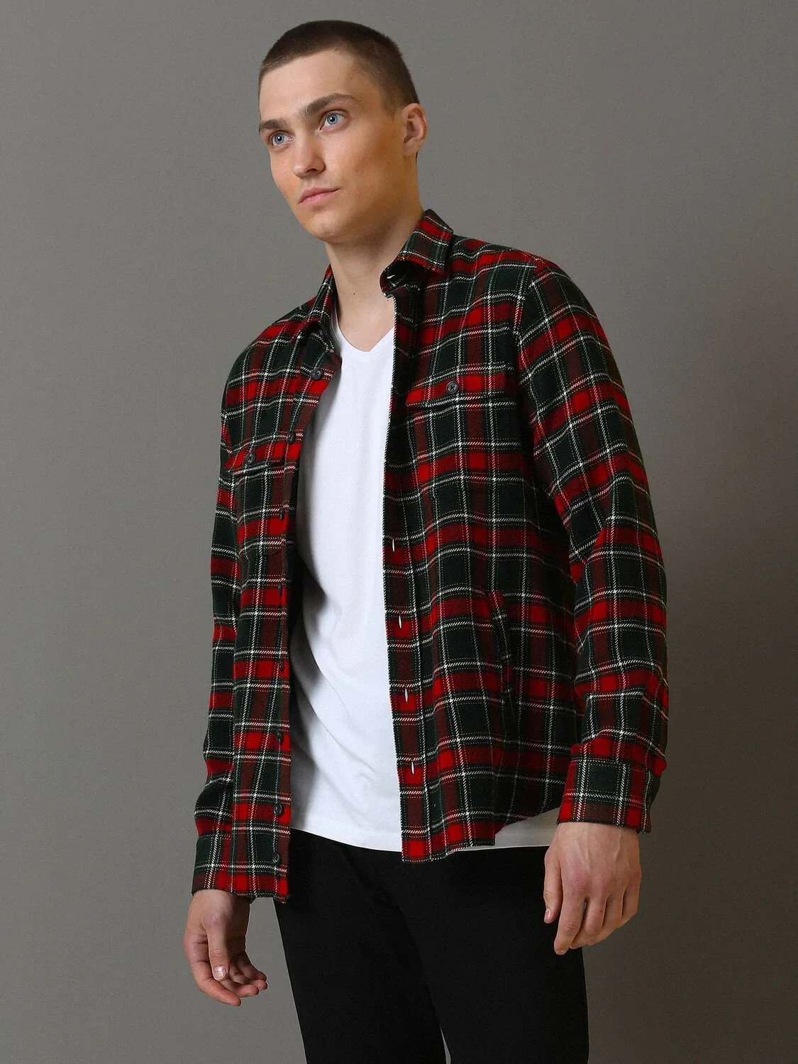 Kırmızı Kareli Regular Fit Dokuma Casual Gömlek - 2