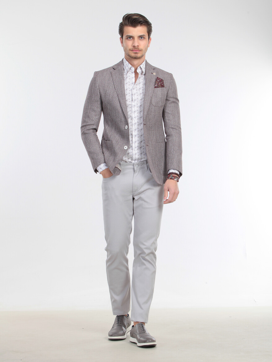 Kırmızı Modern Fit Pamuk Karışımlı Ceket - 2