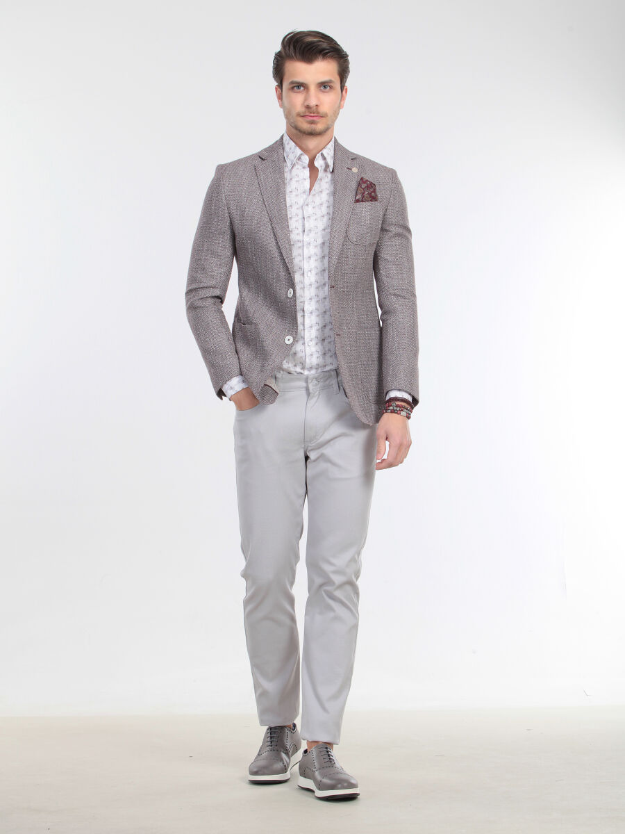 Kırmızı Modern Fit Pamuk Karışımlı Ceket - 2