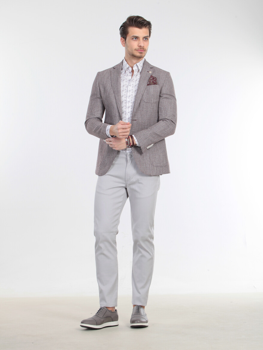 Kırmızı Modern Fit Pamuk Karışımlı Ceket - 3