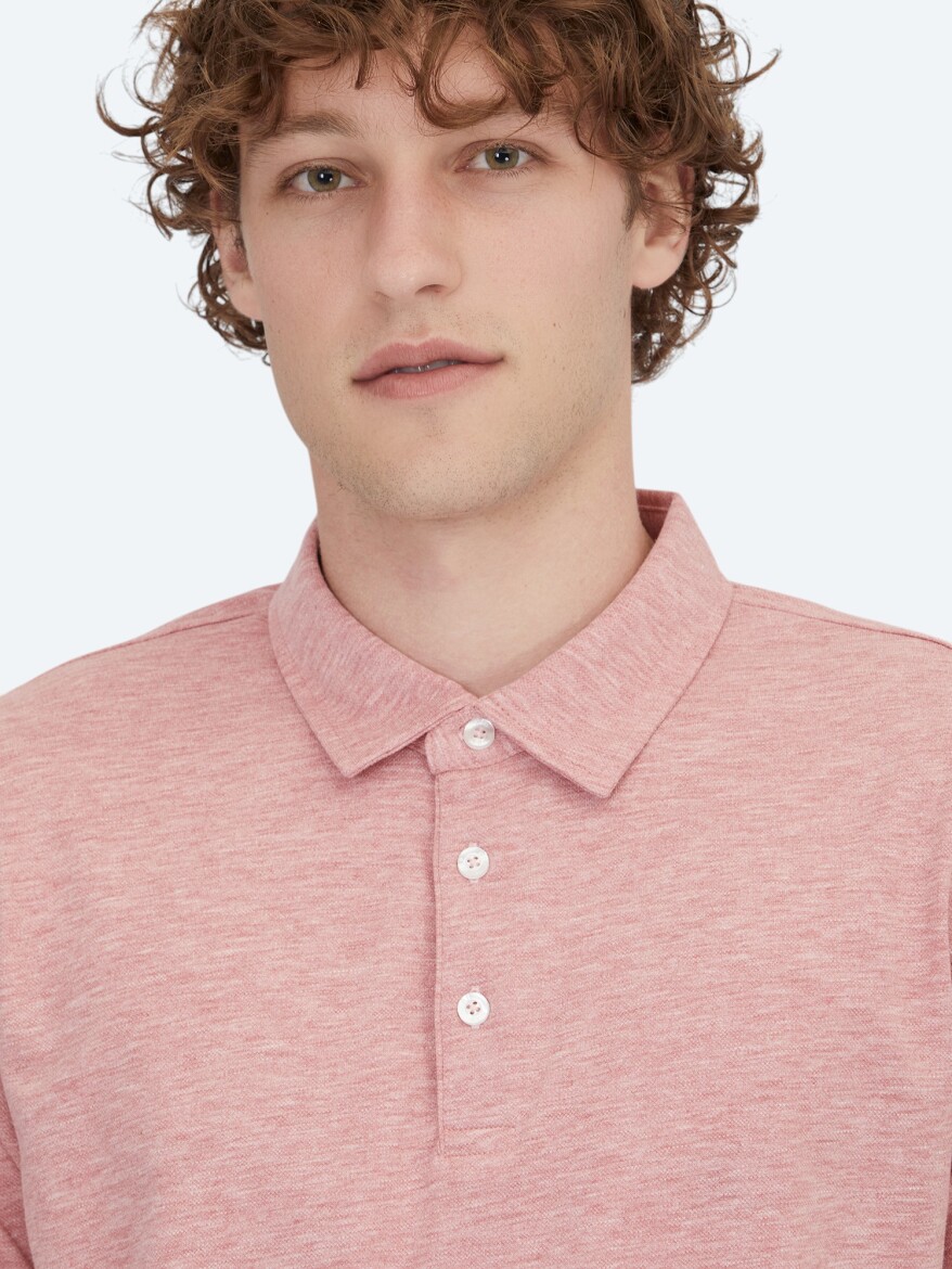 Kırmızı Polo Yaka Pamuk Karışımlı T-Shirt - 3