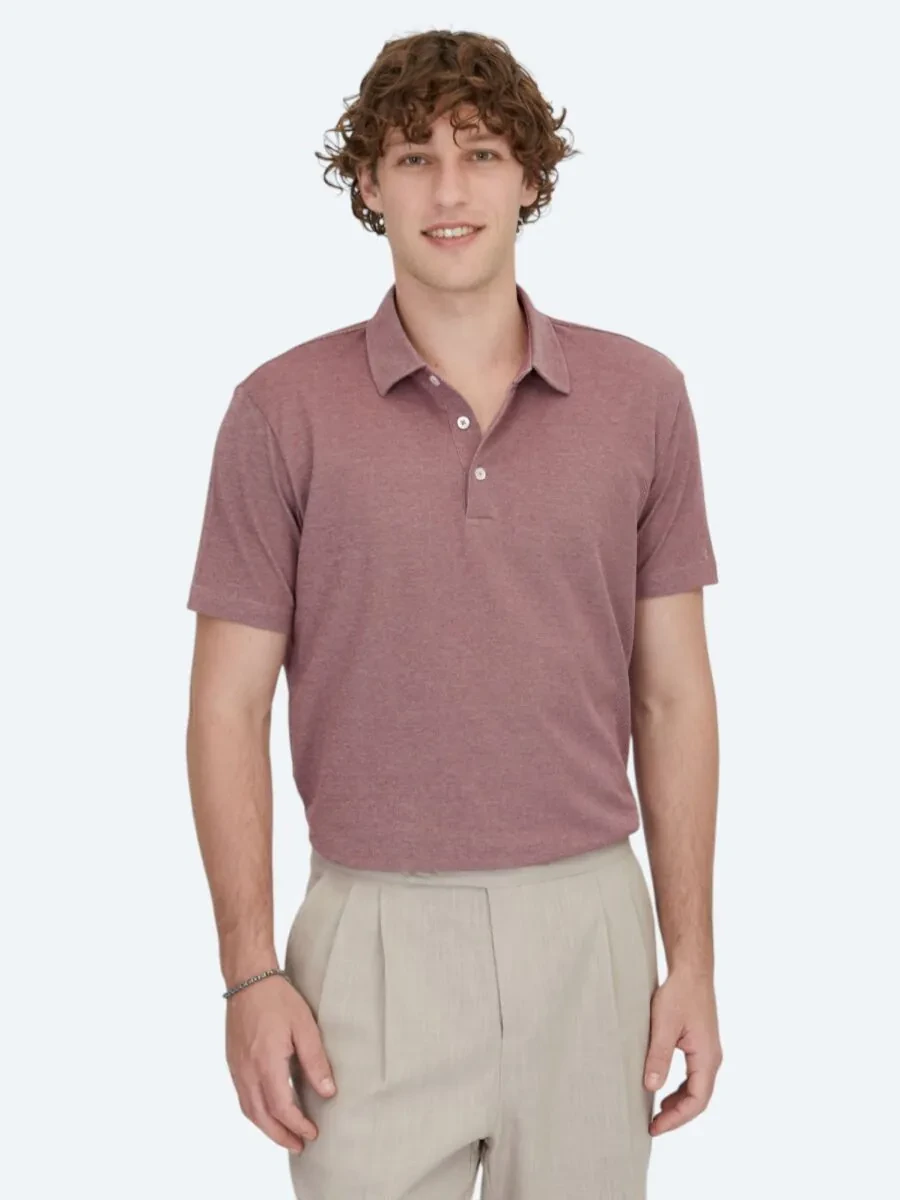 Kırmızı Polo Yaka Pamuk Karışımlı T-Shirt - 1