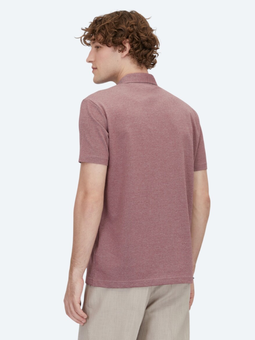 Kırmızı Polo Yaka Pamuk Karışımlı T-Shirt - 5