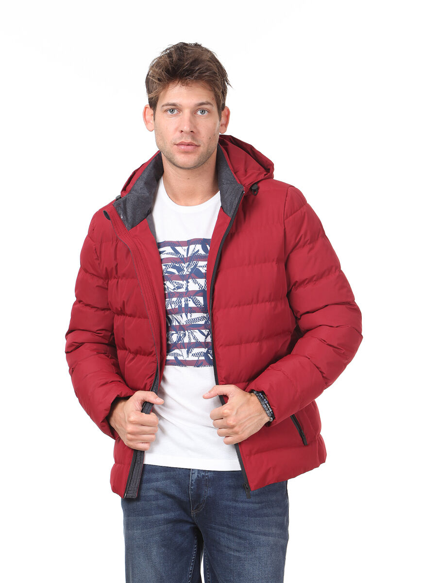 Kırmızı Regular Fit Casual Dokuma Mont - 1