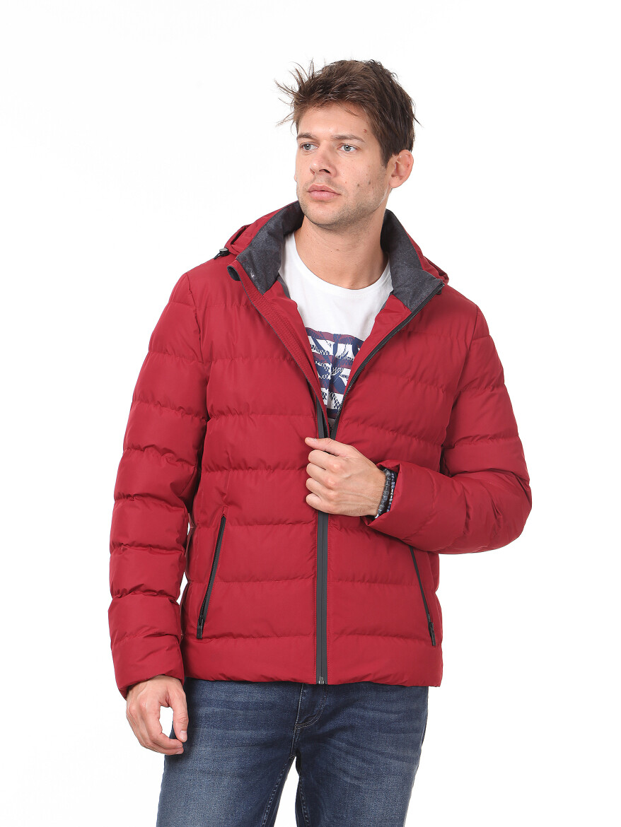 Kırmızı Regular Fit Casual Dokuma Mont - 2
