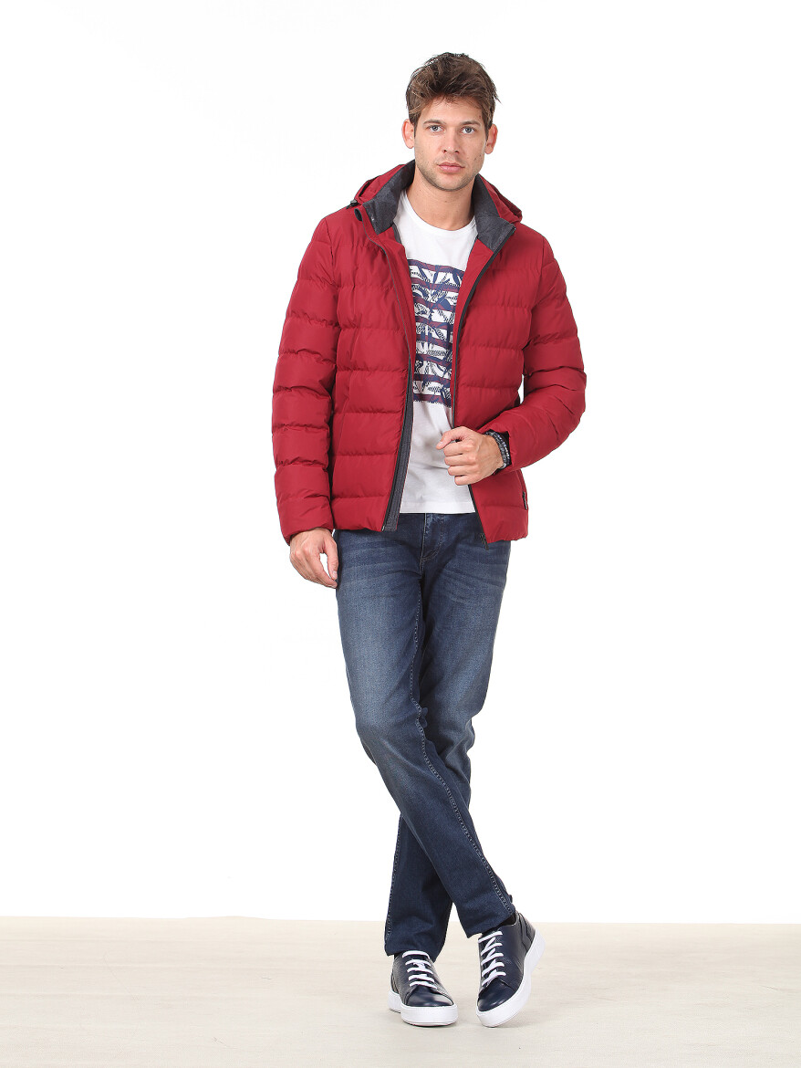 Kırmızı Regular Fit Casual Dokuma Mont - 3
